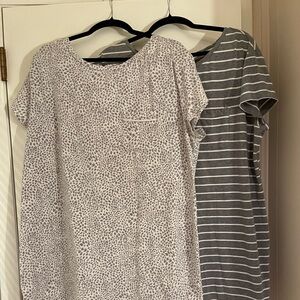 Liz Claiborne Gray and White Striped & gray print night shirts 1X